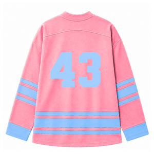 Camiseta de Hockey sobre Hielo Gamma Phi Delta, Rosa y Azul, Malla de Poliéster, Absorbe la Humedad, Rendimiento Atlético, Camiseta Deportiva Griega - Product Image 4