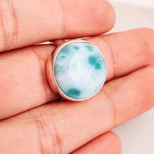 แหวนบลูลาริมาร์ เงินแท้ 925 แหวนพลอยทำมือ ผู้จำหน่ายขายส่ง - Product Image 4