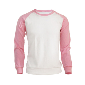 เสื้อสเวตเชิ้ตแขนยาวลำลองสำหรับผู้ชาย ผ้าฝ้าย 100% สีขาวชมพู แต่งขอบตัดกัน ทรงปกติ ถักทอ เป็นมิตรกับสิ่งแวดล้อม สีพื้น - Product Image 3