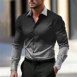Chemise décontractée pour homme à manches longues, nouveau design élégant, imprimé par transfert thermique, en twill de polyester et coton, chemise personnalisée - Product Image 5