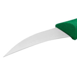 Couteaux à désosser à manche vert courbé avec lame étroite argentée, poignée ergonomique et protège-doigts pour la découpe de viande de volaille - Product Image 2
