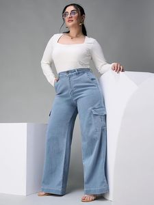 Women's <b>Boot</b> Cut Denim Jeans Light Blue Regular Fit Full Length 100% Cotton Sexy Casual Style Spring - Product Image 5