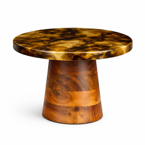 Elegante Soporte para Pastel de Resina Azul con Base de Madera, Soporte para Exhibición de Pasteles para Decoración Moderna del Hogar - Product Image 3
