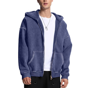 Fabricant de sweats à capuche personnalisés style streetwear, veste zippée vintage oversize en coton épais, vêtements à capuche - Product Image 6