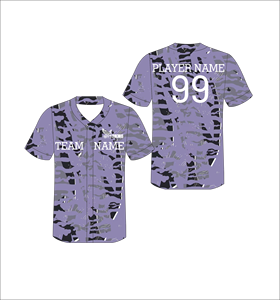 Camiseta de Béisbol Personalizada con Sublimación de Camuflaje Digital Morado, Uniforme de Equipo con Botones para Hombre, Camiseta Deportiva que Absorbe la Humedad - Product Image 1