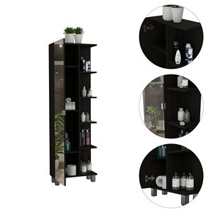 Mobile da Bagno Reno con Finitura Wengue Nero, Specchio e Quattro Ripiani Interni - Product Image 2