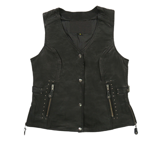 Women <b>Leather</b> <b>Vest</b> Custom Fashion Waistcoat <b>Leather</b> Style Material Durable Construction Zip Front Comfortable Fit OEM - Product Image 4