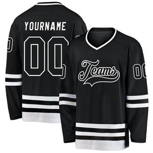 Custom Red Ice Hockey Jersey Teams Logo V-Neck Full Sleeve Sublimated Print Unisex Adult Breathable Polyester Apparel - Product Image 2