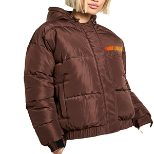 Women's Quilted Memory Fabric Winter Jacket Hooded Full Sleeves Solid Color Front <b>Zipper</b> Closure Detachable Sleeves Hat - Product Image 1