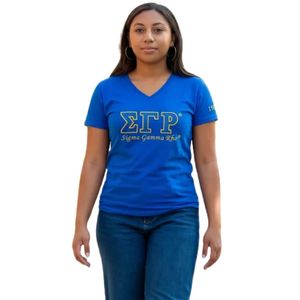 Camiseta de Lujo Bordada con Diseño de Manga 1922, Cuello Redondo, Manga Corta Premium, Letras Griegas, Casual, Personalizada para Hermandades Universitarias - Product Image 1