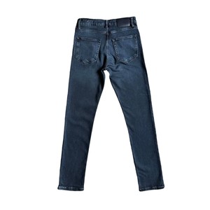 Jeans décontractés classiques personnalisés pour hommes, bouton droit à 5 poches, salopette de coupe normale, pantalon polyvalent délavé foncé - Product Image 2