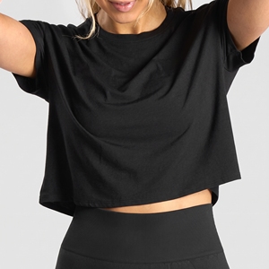 Camiseta Corta de Manga Corta para Mujer, Estilo Urbano, con Logotipo Personalizado, Informal, Holgada, 100% Algodón, Básica, para Verano - Product Image 1