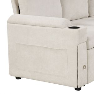 Divano letto a L convertibile da 212 cm con ampio spazio contenitivo, divano componibile con due portabicchieri e due porte USB - Product Image 5