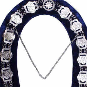 Chaîne de col maçonnique Blue Lodge, en métal plaqué argent, avec support de bijou décoratif et doublure en velours, pour officiers en cérémonie - Product Image 2