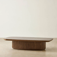 Table basse moderne en bois massif, artisanale, extensible, décorative, pour salon, avec finition brune et forme personnalisée