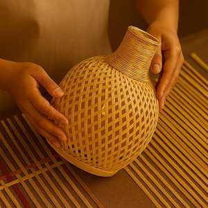 Lámpara Colgante de Bambú Tejida a Mano con Embalaje para Exportación |   Lámpara de Techo Ecológica Hecha a Mano para Hogar, Restaurante y Hotel - Product Image 2