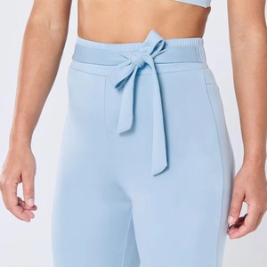 OEM Women Wide Leg Joggers High Elastic <b>Drawstring</b> Waist Breathable Quick Dry Running Spandex Cotton Track <b>Trousers</b> - Product Image 5