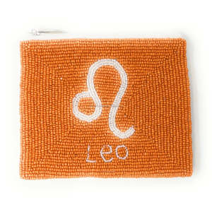 Monedero con Cuentas del Zodiaco Leo, Hecho a Mano, Bordado, Astrología, Bolso Tipo Clutch Unisex, Moderno, Boutique, Regalo, con Cierre, Ecológico - Product Image 1