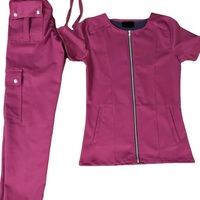 Ensemble de blouses médicales unisexe personnalisables, multi-poches, style cargo, uniformes de salon de beauté, respirants et confortables, en polyester/rayonne et 100 % coton