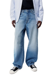 Haute qualité 100% coton Baggy Fit Denim bleu hommes 5 poches Cargo pantalon nouveau Design arrondi décalage empilé cheville vente en gros usine - Product Image 4