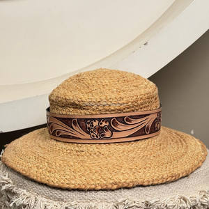 Reasonable Price Hand Tooled Leather <b>Hat</b> Band Unisex Adjustable Genuine Leather Band for Sun <b>Hat</b> Braided <b>Hat</b> Bands for Cowgirl - Product Image 5