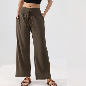 Pantalon évasé taille haute taille élastique pour femme avant plat grandes tailles pour la danse Pilates Yoga activités de fitness d'été - Product Image 1