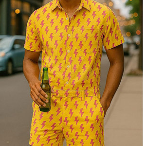 Rompers para Hombre, Casuales, de Manga Corta, de Verano, de Algodón y Lino, Transpirables, Ligeros, Cómodos y Elegantes para Uso Diario - Product Image 5