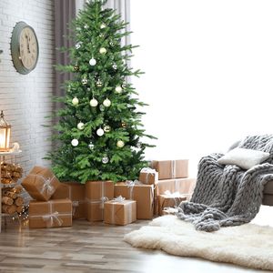 Sapin de Noël artificiel non éclairé de 1,20 m avec 919 pointes en PE/PVC, charnières métalliques de qualité supérieure, base pliable - 210 cm, sapin de Noël pour les fêtes - Product Image 2