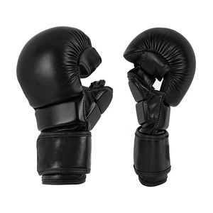 Gants de MMA personnalisés en cuir PU de qualité supérieure, demi-doigts, fermeture auto-agrippante pour l'entraînement de boxe, le sparring, les arts martiaux, la gym, vente en gros - Product Image 1