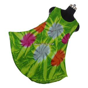 Vestido de cóctel de rayón indio con teñido anudado para mujer, vestido tipo paraguas con diseño colorido, vestido de playa de rayón con teñido anudado. - Product Image 1