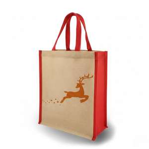 Nouveauté Sac de courses en jute personnalisé pour Noël |   Sac fourre-tout réutilisable écologique avec impression unique, meilleur cadeau promotionnel pour l'épicerie - Product Image 1