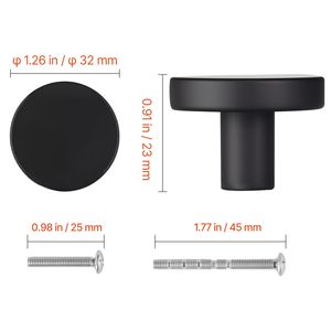 Set di 10 Maniglie per Mobili in Lega di Zinco Nera da 1,26 Pollici, Stile Moderno, Maniglie a Fungo Solide per Porte e Cassetti di Cucina e Cassettiere - Product Image 4