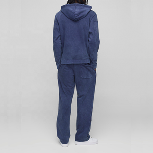 Ensemble de survêtement en molleton de coton 450 GSM avec fermeture éclair, logo personnalisé, vêtements de sport en deux pièces, jogging, OEM ODM, vente en gros aux États-Unis - Product Image 2