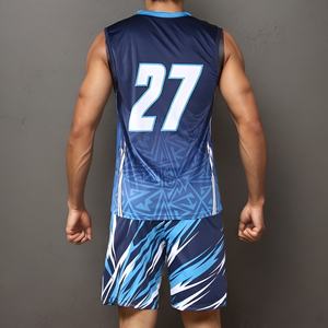 Fabricación de fábrica OEM profesional sublimación impresión voleibol uniforme cuello en V sin mangas hombres uniformes de voleibol - Product Image 3