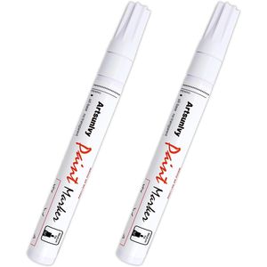 Set di 2 Pennarelli Artistici Bianchi a Base d'Olio, Impermeabili e Permanenti per Pneumatici, Gomma, Legno, Rocce, Metallo, Tela - Essenziali per la Marcatura - Product Image 1