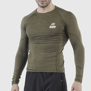 Chemises de compression pour hommes de haute qualité à faible MOQ, logo personnalisé imprimé, coupe ajustée, décontractées, en spandex/coton, meilleur prix - Product Image 1