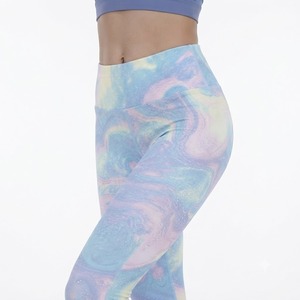 Legging de yoga sans couture respirant à taille mi-haute pour femme, imprimé galaxie, en tissu tricoté extensible 140g, style vintage, toutes saisons - Product Image 4