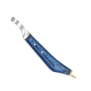 Cuchillo para Pezuñas con Mango de Madera Azul y Logotipo Personalizado OEM, Herramienta Afilada de Acero Inoxidable para Recortar Pezuñas de Caballos, Vacas, Ovejas y Cabras, Venta al Por Mayor - Product Image 1