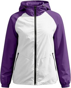 Color Block <b>Hoodie</b> Waterproof Zip Rain Jacket with Packable Coat - Product Image 2
