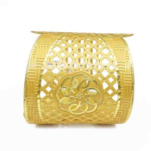 กำไลข้อมือแบบปรับได้ชุบทอง 14K 18K 24K ลายฉลุหรือลายตาข่าย ขายส่ง แบบดั้งเดิม - Product Image 3