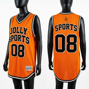 Vestido de baloncesto para mujer, tela de malla premium GSM con ribete negro y blanco, logotipo termotransferible, camiseta de baloncesto transpirable - Product Image 6