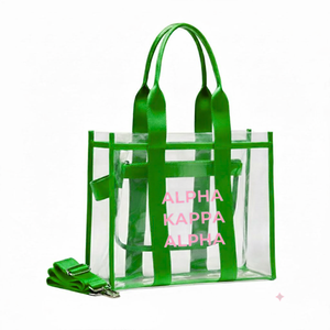 Alpha Kapa Alpha Sorority <b>Clear</b> <b>Tote</b> <b>Bag</b> Transparent Vinyl <b>Tote</b> <b>Bag</b> With Shoulder Handles Stadium Approved <b>Clear</b> PVC Carry <b>Bag</b> - Product Image 1