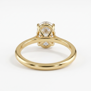 Anillo de Compromiso Solitario con Diamante Cultivado en Laboratorio de Corte Ovalado, Chapado en Oro de 14K, Joyería de Lujo para Mujer para Compromiso y Aniversario de Bodas - Product Image 5