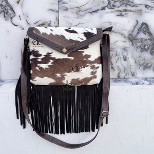 Nuevo diseñador de cuero de piel de vaca bolso con flecos Sling Fringe Bags Gypsy elegante Vintage Hair on Hide Bags para mujeres - Product Image 1
