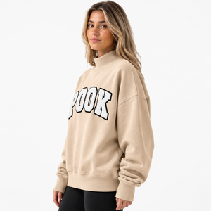 Sudadera Oversize Personalizada para Mujer con Cuello Alto, Bordado de Chenilla, Forro Polar, Ajuste Holgado, Estilo Casual Urbano, Fabricación OEM ODM - Product Image 3