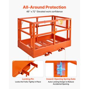 Plateforme de travail en maille pour chariot télescopique, panier de sécurité 48 x 73,9 pouces, capacité 2000 lb, accessoire pour chariot élévateur - Product Image 4