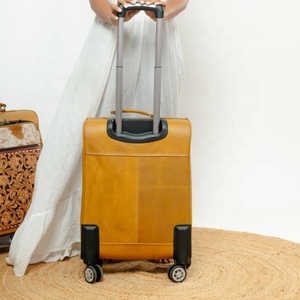 <b>Tooled</b> Leather Travel <b>Trolley</b> Bag for Unisex Hair On Genuine Cow Leather Floral Carry On Luggage Durable Luxury Rolling Suitcase - Product Image 4