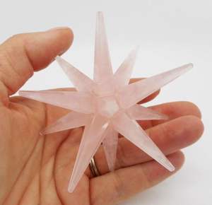 Cristal de Cuarzo Rosa, Estrella de Doce Puntas Markaba, Estrella de la Mejor Calidad Hecha a Mano en India - Product Image 1
