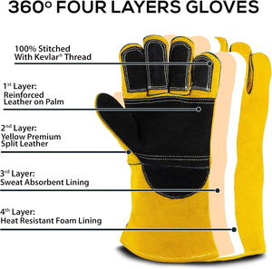 Gants de soudure en cuir de vache véritable de qualité supérieure, résistants aux coupures et à la chaleur, gants de sécurité ignifuges MIG TIG de haute qualité - Product Image 5