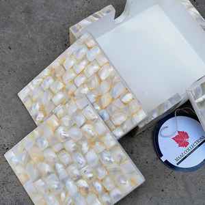 Juego de Posavasos Artesanales de Madreperla |   Posavasos Ecológicos de Lujo para el Hogar, Colección Maaz - Product Image 4